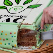 Tokaj Hegyalja piac market - photo of cutting birthday cake
