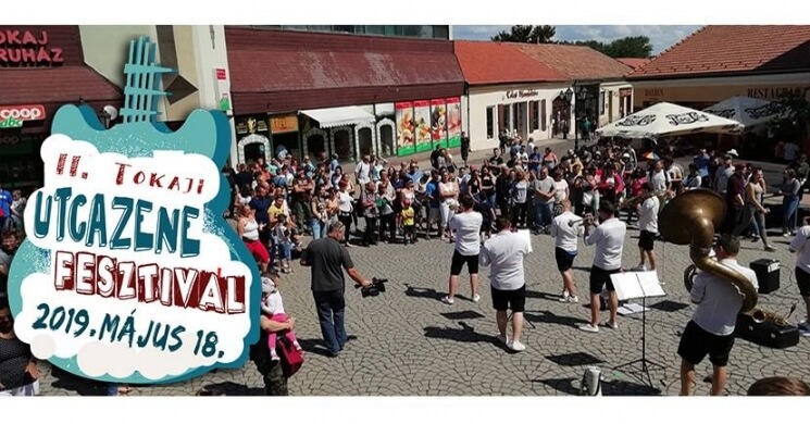 Flyer for Tokaj street music festival on 2019.05.18.